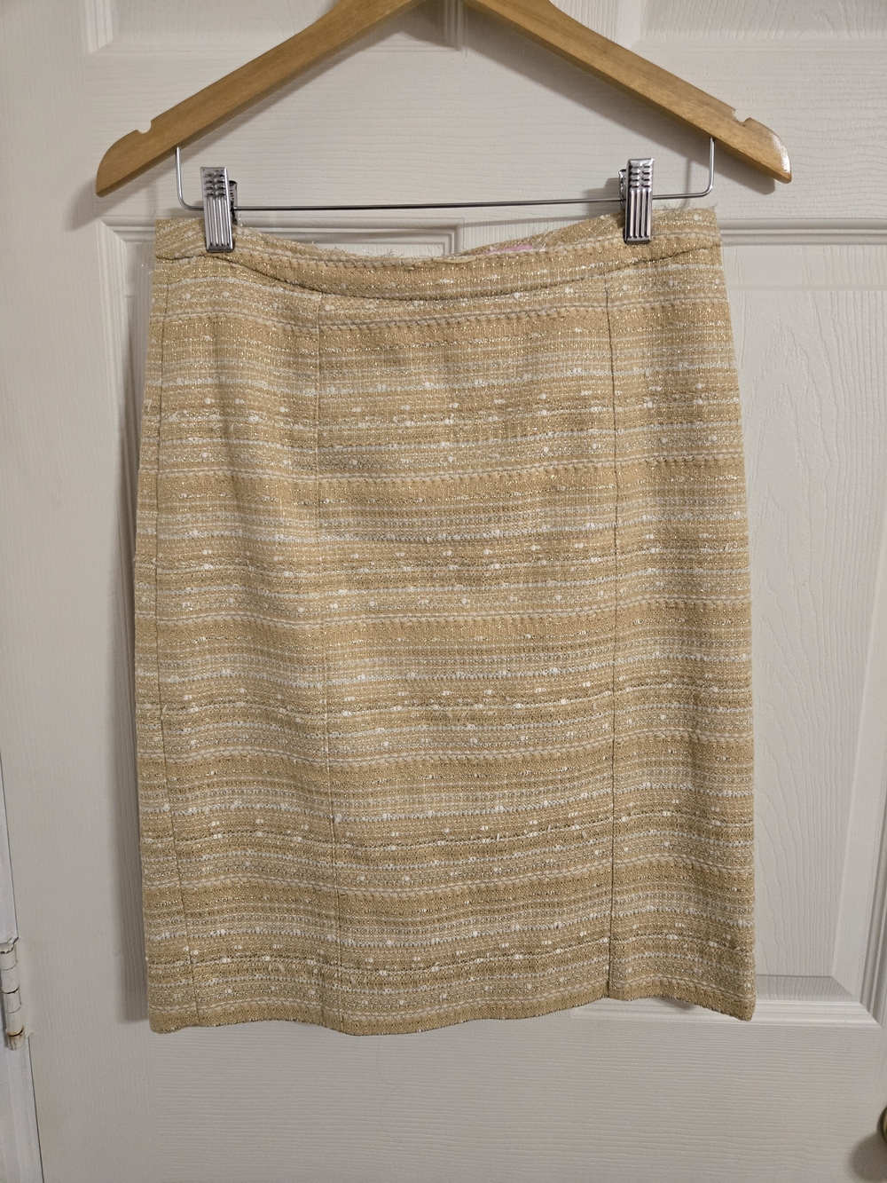 Lilly Pulitzer Metallica Weave Cream and White Tweed Pencil Skirt Size 6